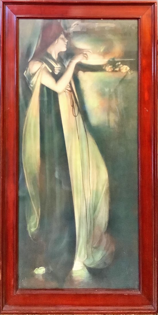 Framed Print, "Isabella & the Pot of Basil" 31 1/4 x 17 1/4 in. (79.4 x 43.8 cm.), Frame: 27 1/2 x: Framed Print, "Isabella & the Pot of Basil"After John White Alexander.31 1/4 x 17 1/4 in. (79.4 x 43.8 cm.), Frame: 27 1/2 x 13 1/2 in. (69.9 x 34.3 cm.)