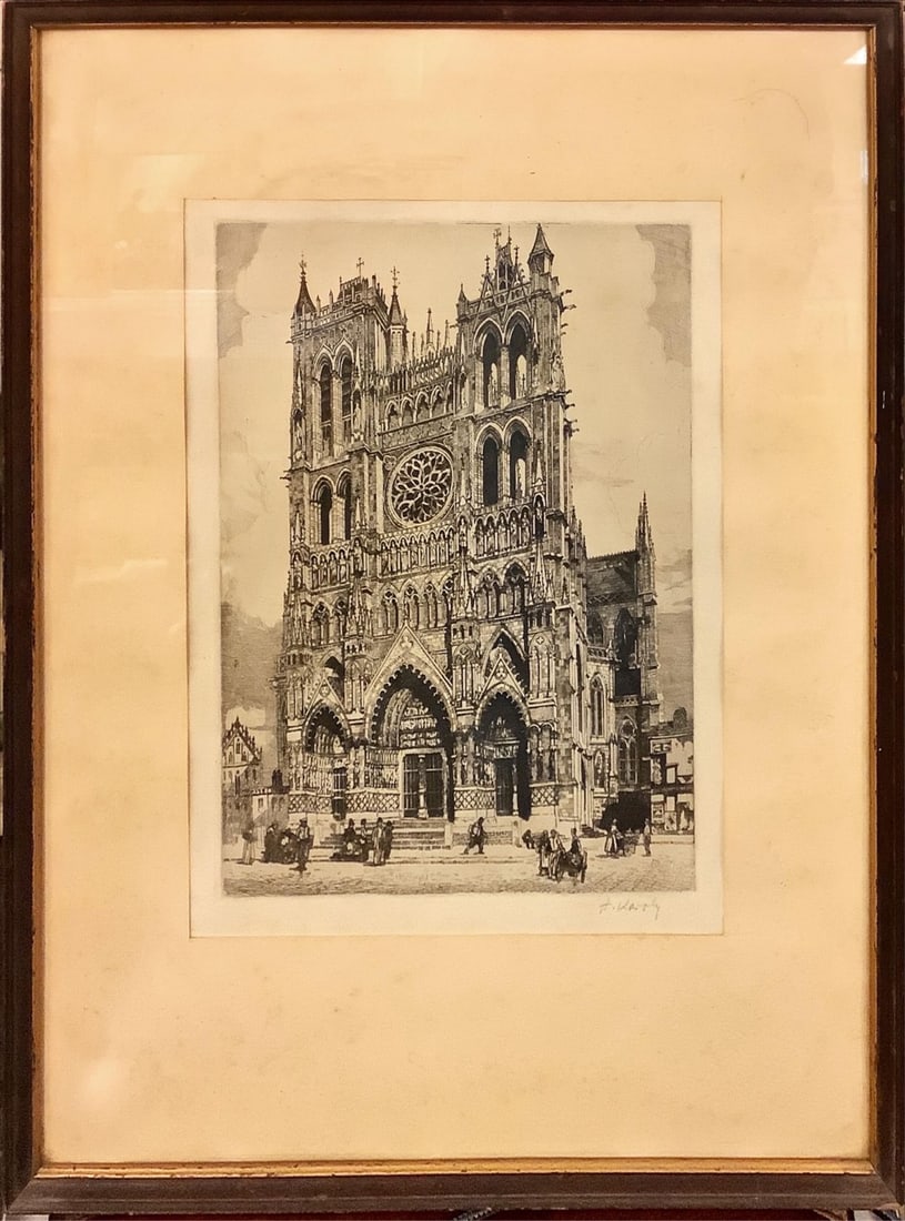 Signed, Framed Etching, "Gothic" 11 1/4 x 9 in. (28.6 x 22.9 cm.), Frame: 18 1/4 x 14 3/4 in. (46.4 (1 of 4)
