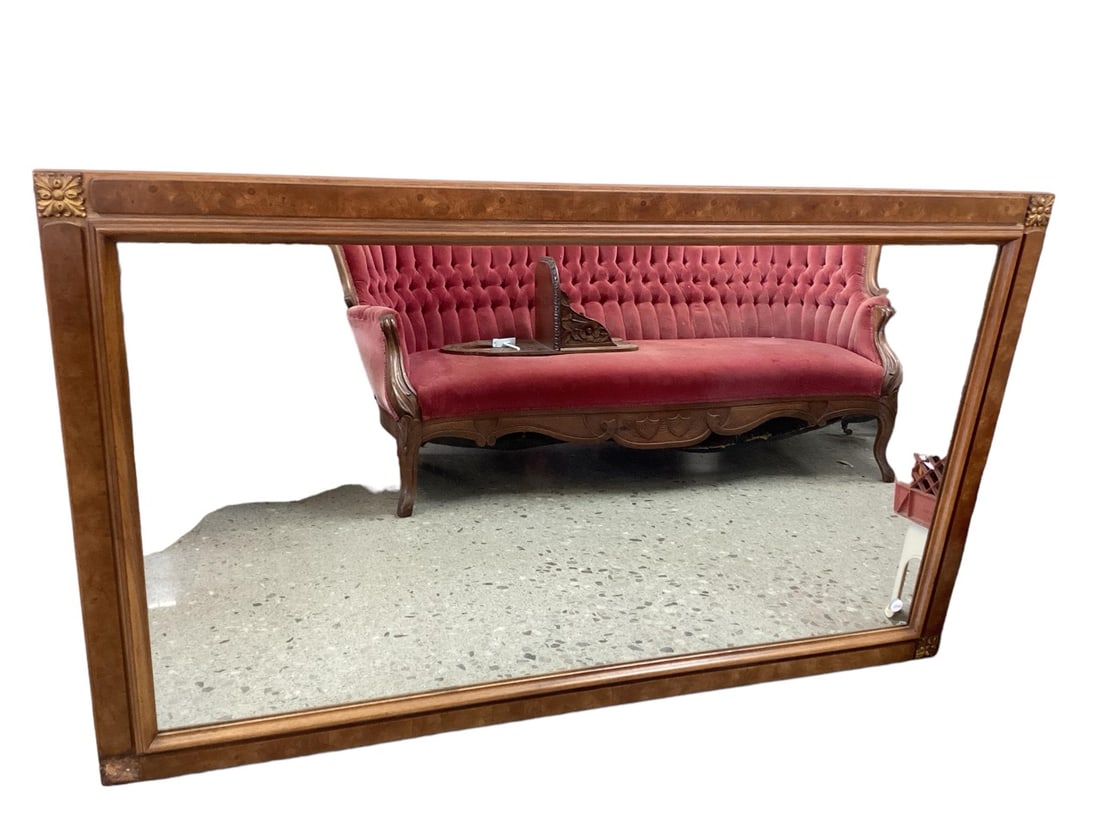 Large Burl Mahogany Framed Mirror 60" L x 36" H (1 of 1)