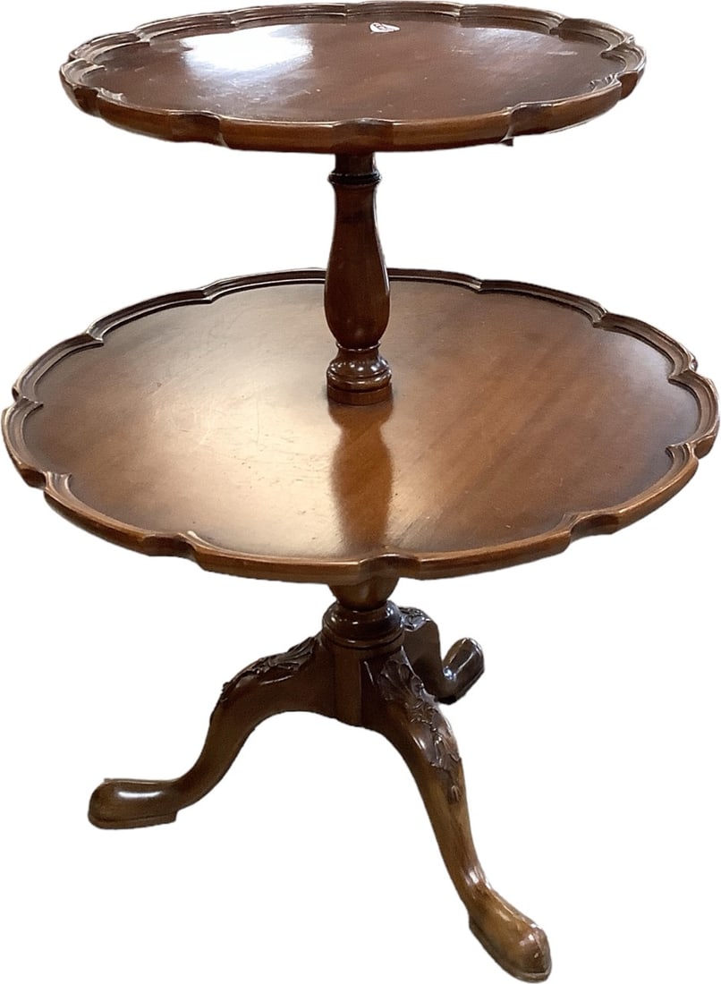 Two Tiered Pie Crust Mahogany Table Height 30" Width 24" (1 of 2)