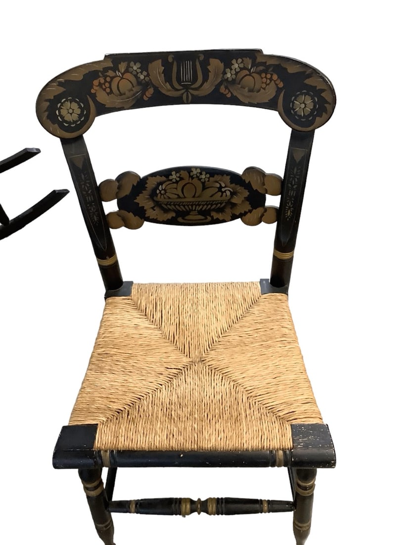 1960s Ethan Allen Signed Kling Turtle Back Hitchcock Chair: 1960s Ethan Allen Signed Kling Turtle Back Hitchcock ChairRush Seat, Signed. Joints are loose.