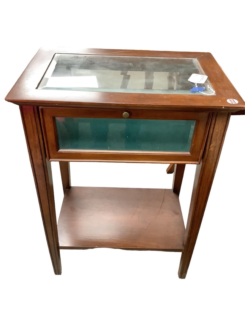 Vintage Wood Display Cabinet Side Table 30 x 15 x 22 in. (76.2 x 38.1 x 55.9 cm.) (1 of 3)