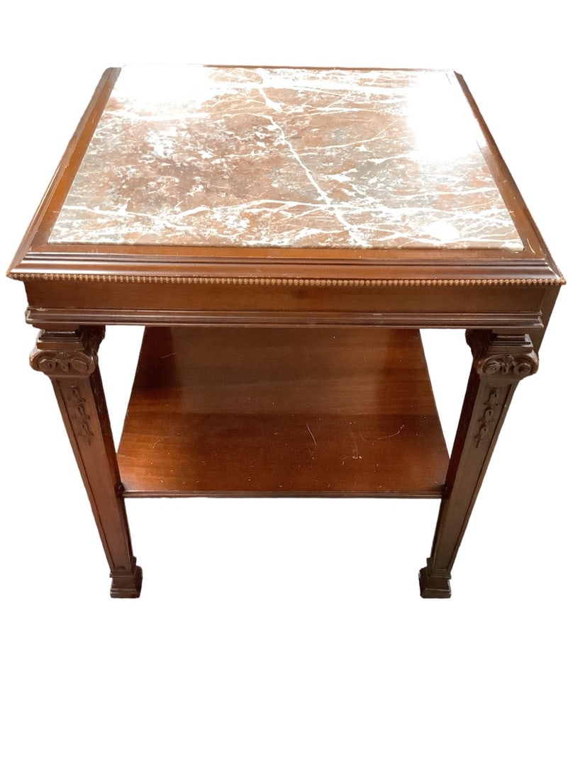 Ornate Marble Top Table 26 x 22 1/2 x 22 1/2 in. (66 x 57.2 x 57.2 cm.) (1 of 3)