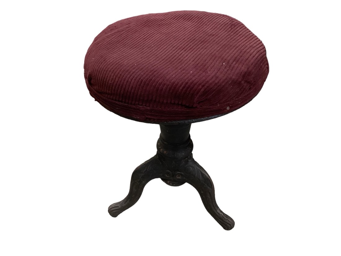 Cast Iron and Wood Adjustable Stool Rochester N.Y. 18 1/2" H (1 of 5)