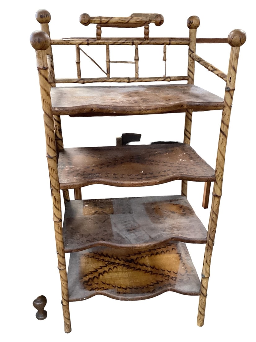 Antique Bamboo Etagere Shelf Stand 42 1/2 x 21 1/2 in. (108 x 54.6 cm.) (1 of 2)