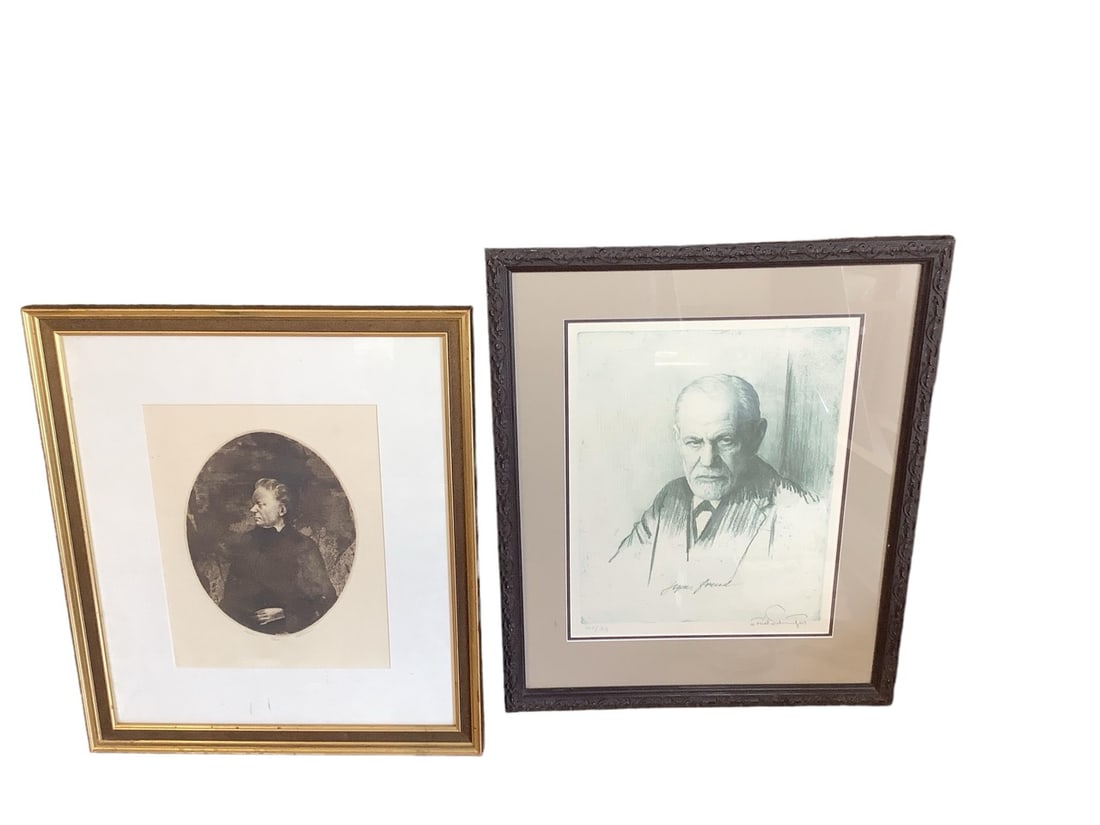(2) Signed and Numbered Portrait Prints: (2) Signed and Numbered Portrait Prints"Daumier" signed original etching by William Patterson, 20" x 17.5", numbered as pictured & Sigmund Freud, 22" x 18" signed "Ferdinand Schmutzer", numbered as pi