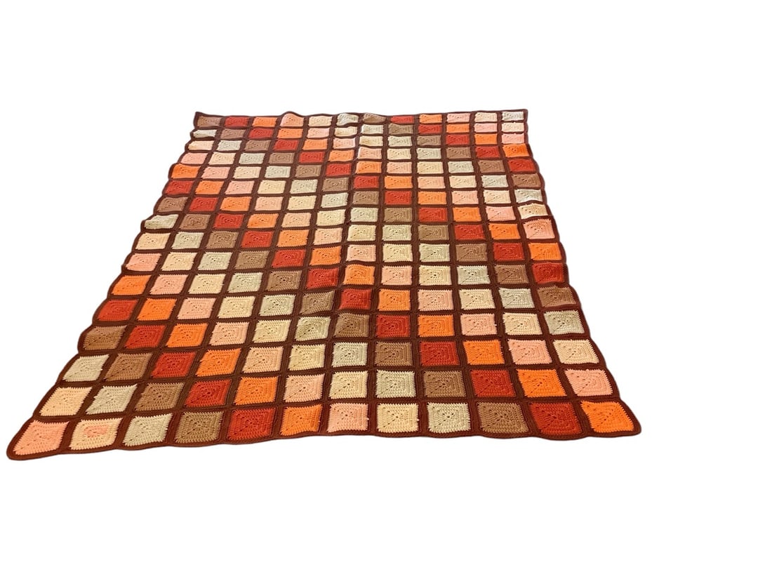 Vintage Crocheted Granny Square Throw Blanket (1 of 1)