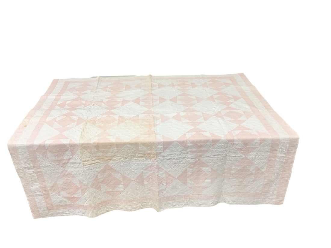 Paper Lantern Hand-Stitched Quilt: Paper Lantern Hand-Stitched Quilt 5'11 x 5'4". Some rough spots, but no visible holes.