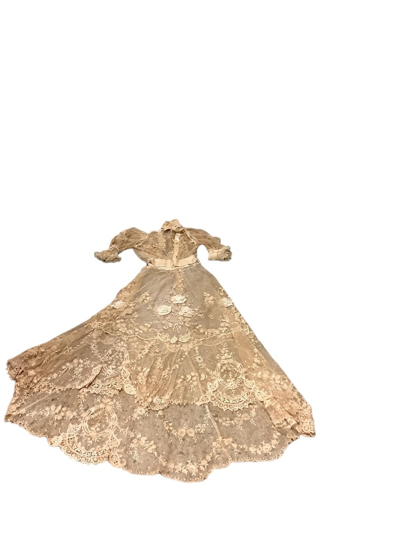 Elegant 2 Piece Mesh and Lace Wedding Overdress Ensemble (1 of 8)