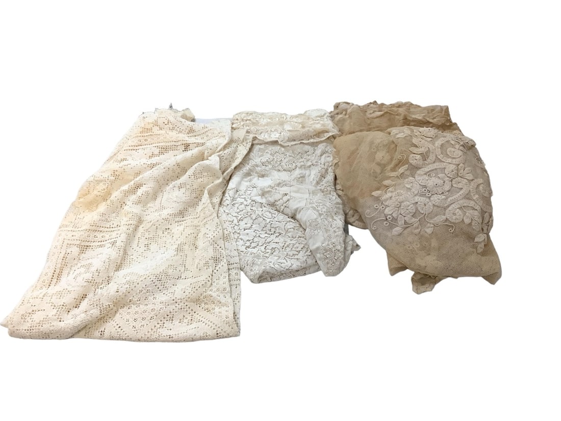 Lace Tablecloths for Remnants or Craft Projects: Lace Tablecloths for Remnants or Craft ProjectsGreat embroidery and patterns but fabric is heavily stained with a few holes.