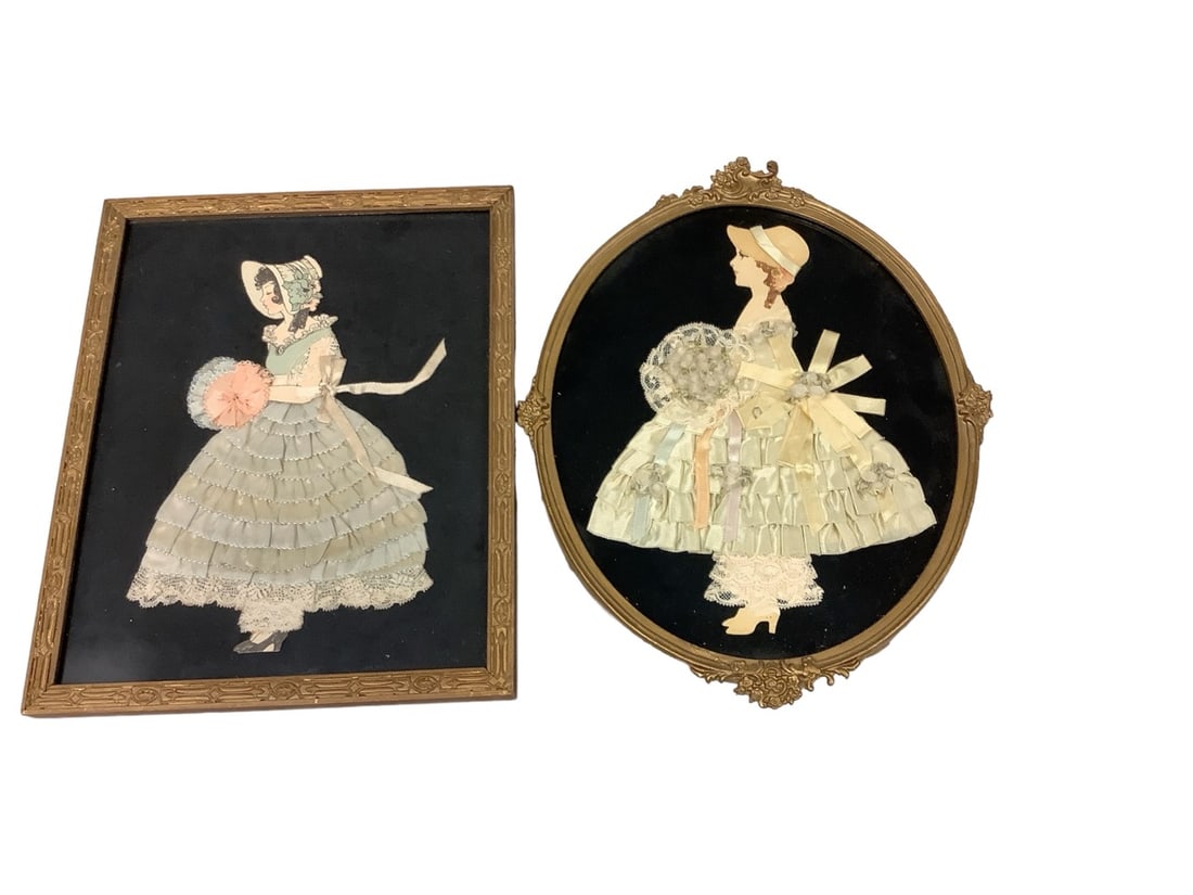 (2) Framed Ribbon & Lace Dolls (1 of 1)