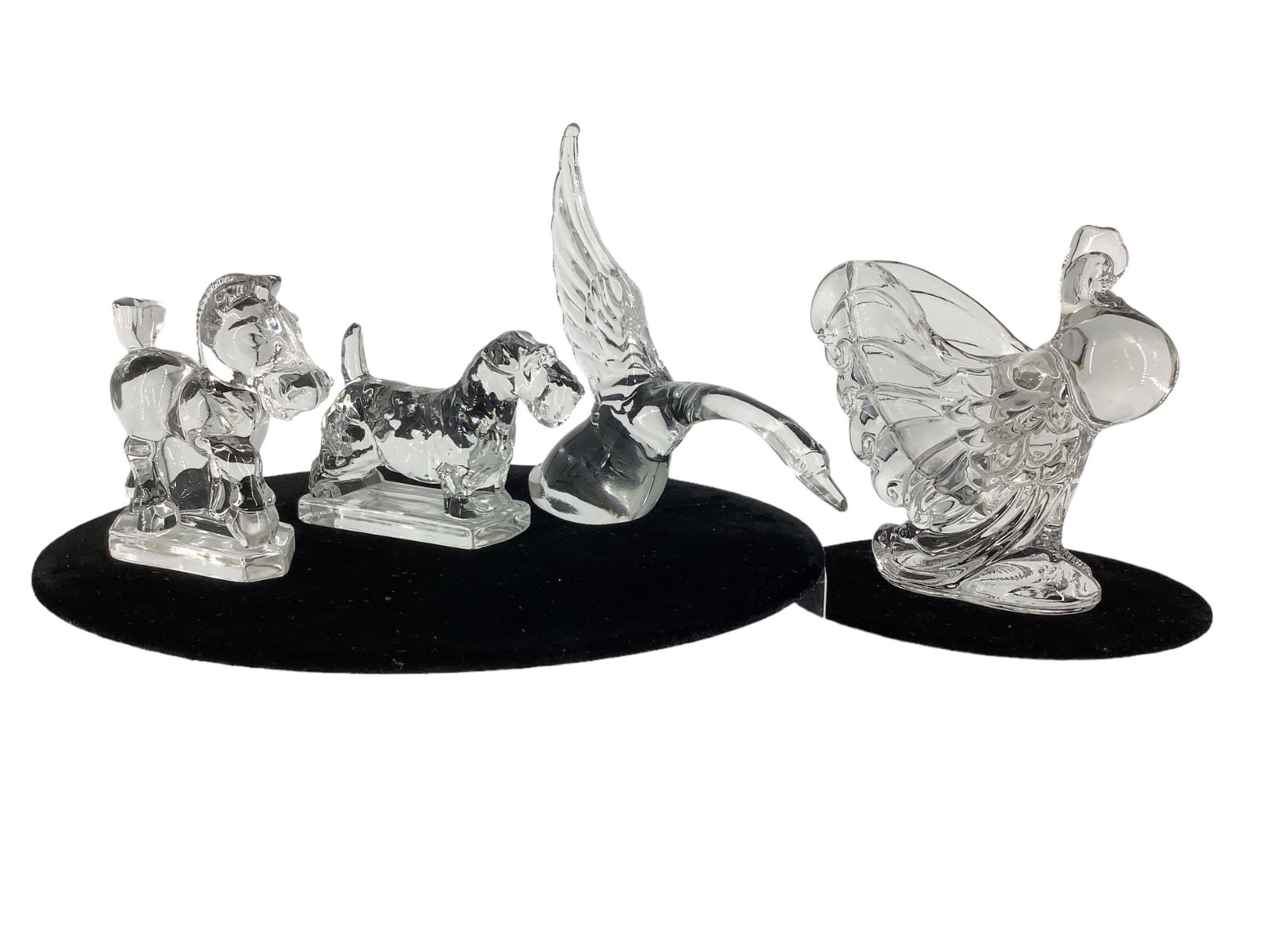 Heisey Lot of (4) Animals: Heisey Lot of (4) Animals Rooster Vase, Goose Wings Up, Sparky, and Scottie Dog