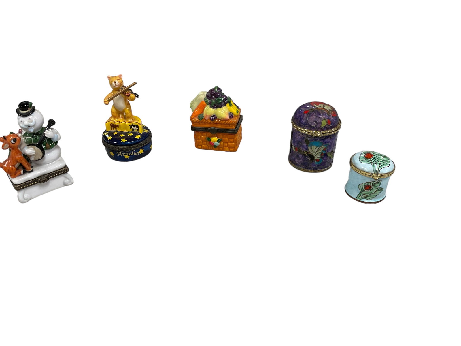 (5) Trinket Boxes: (5) Trinket Boxes Ranging 1" to 3".
