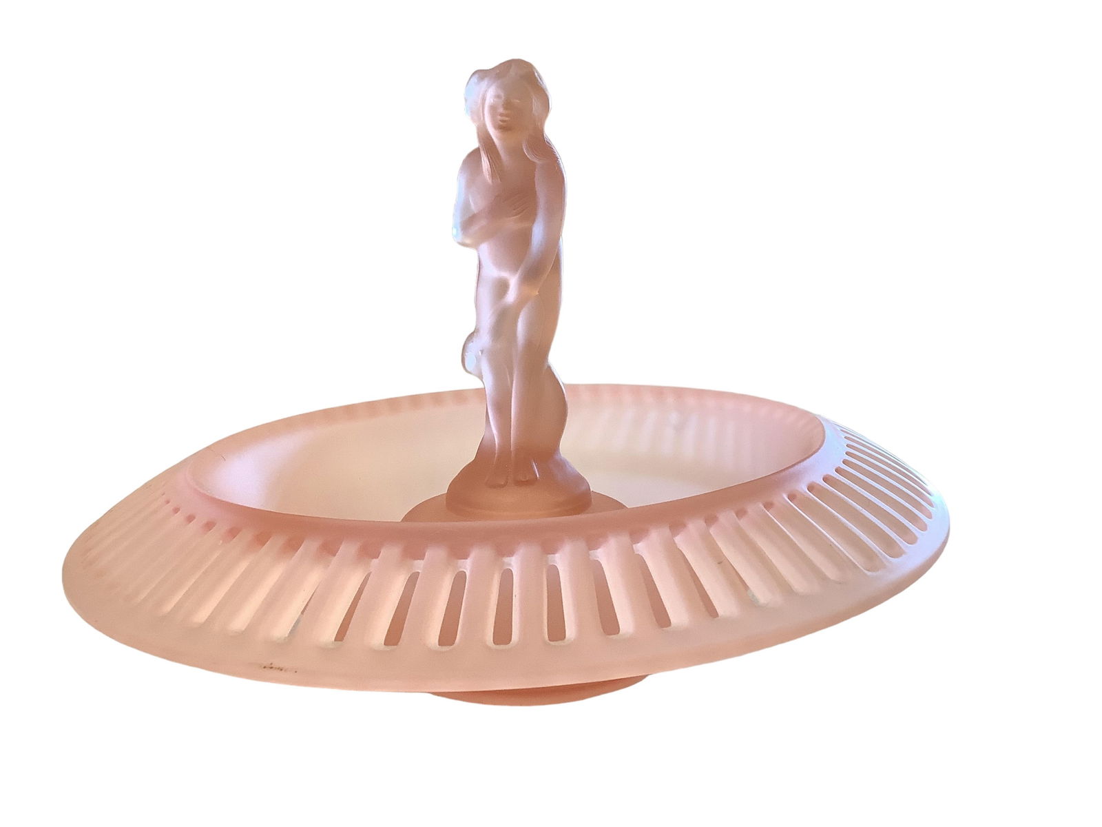 Art Deco Glass Flower Bowl 7.5" x 10.5" (1 of 2)