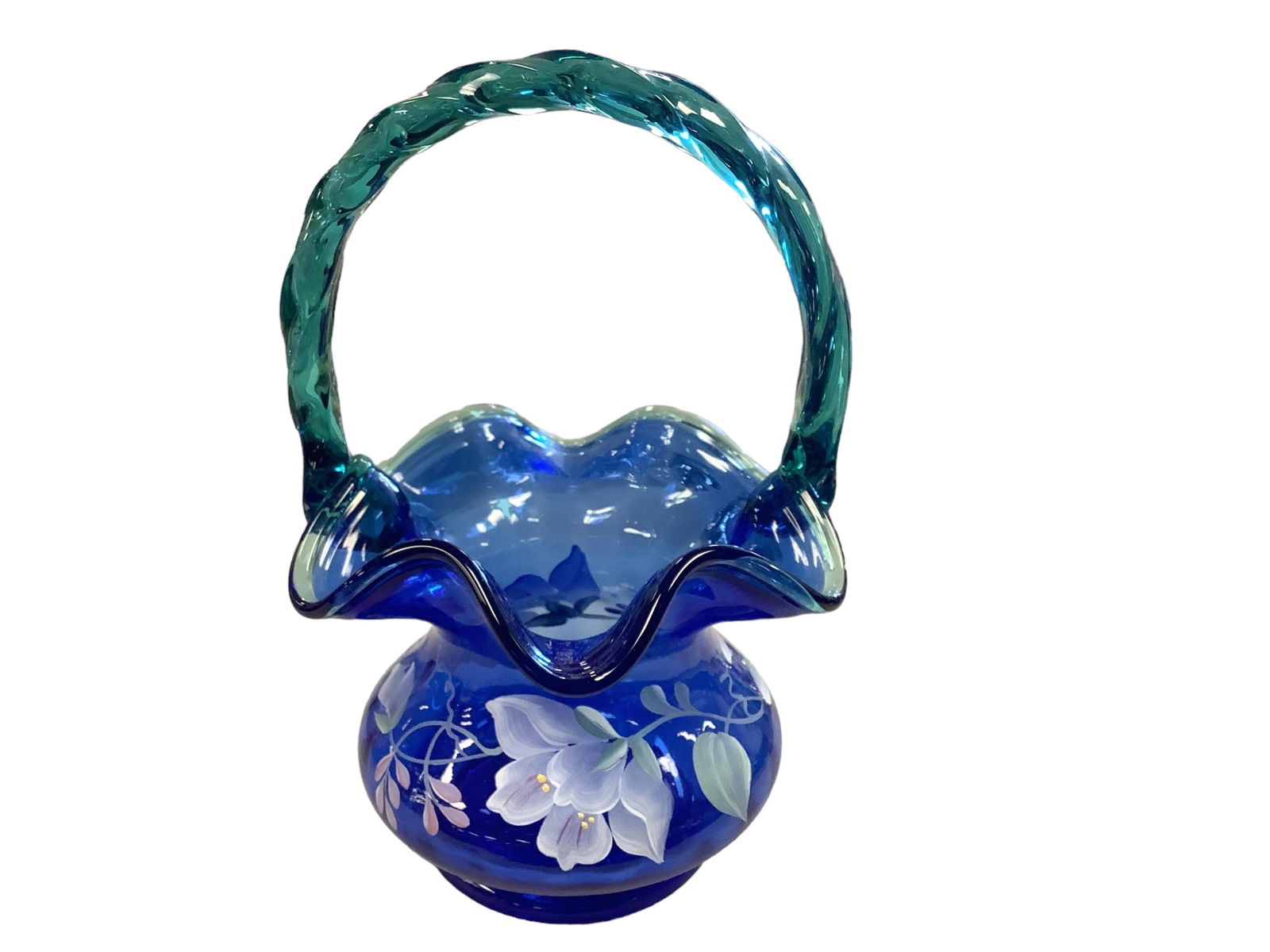 Fenton Glass Basket 5.5" x 9" (1 of 2)