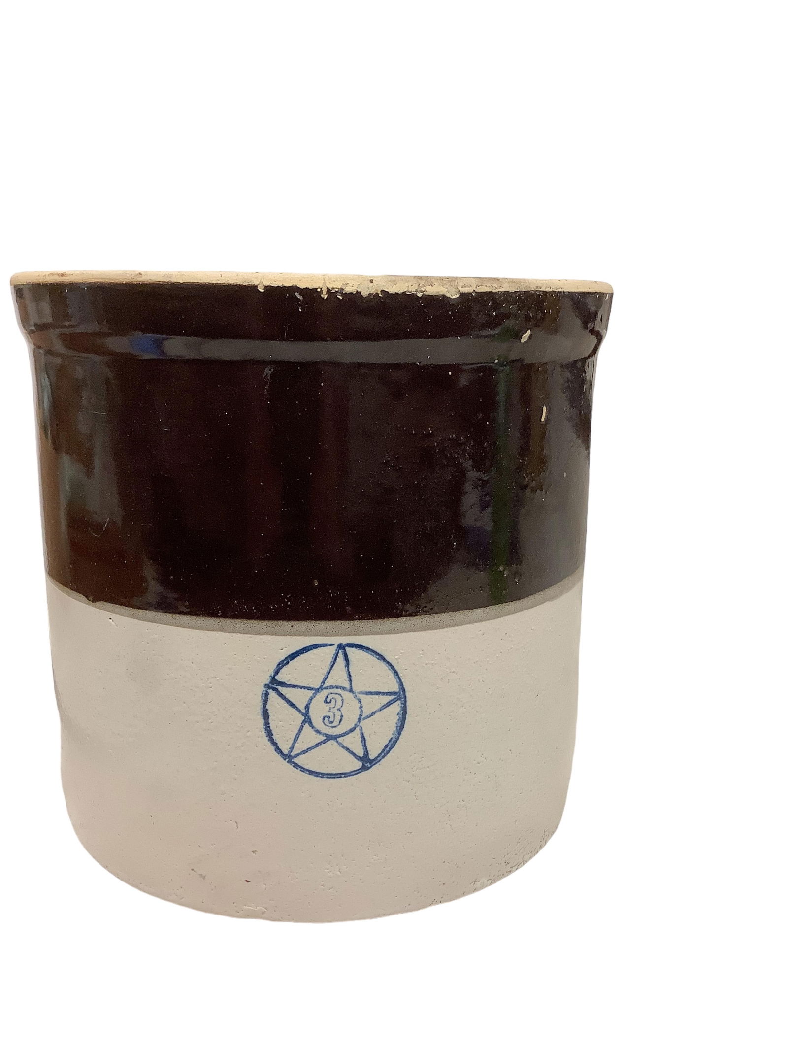 Vintage Two-Tone Blue Star 3-Gallon Crock (1 of 3)