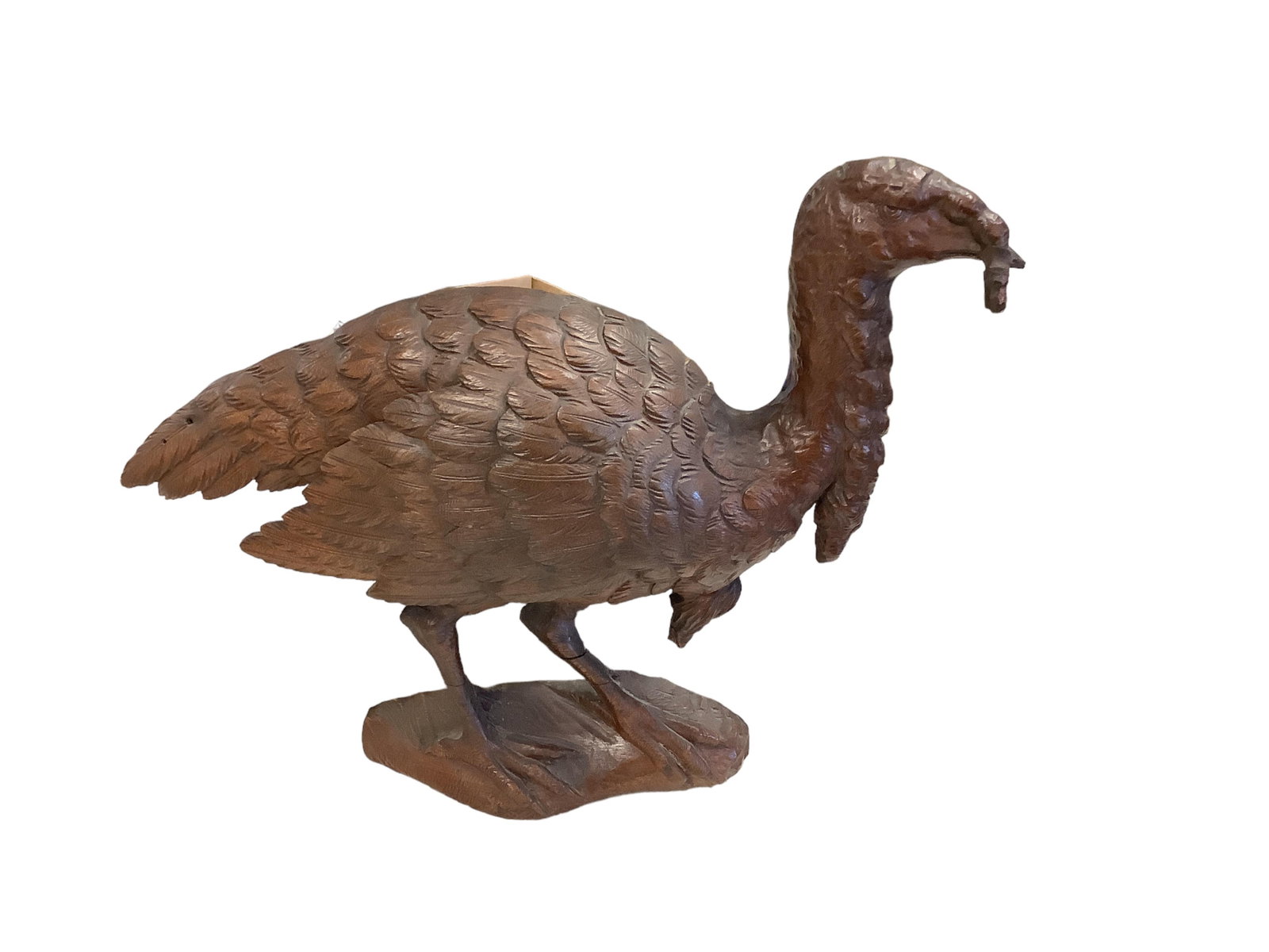 Carved Wood Turkey 15" tall x 17" long: Carved Wood Turkey Metal racket attached for mounting 15" tall x 17" long