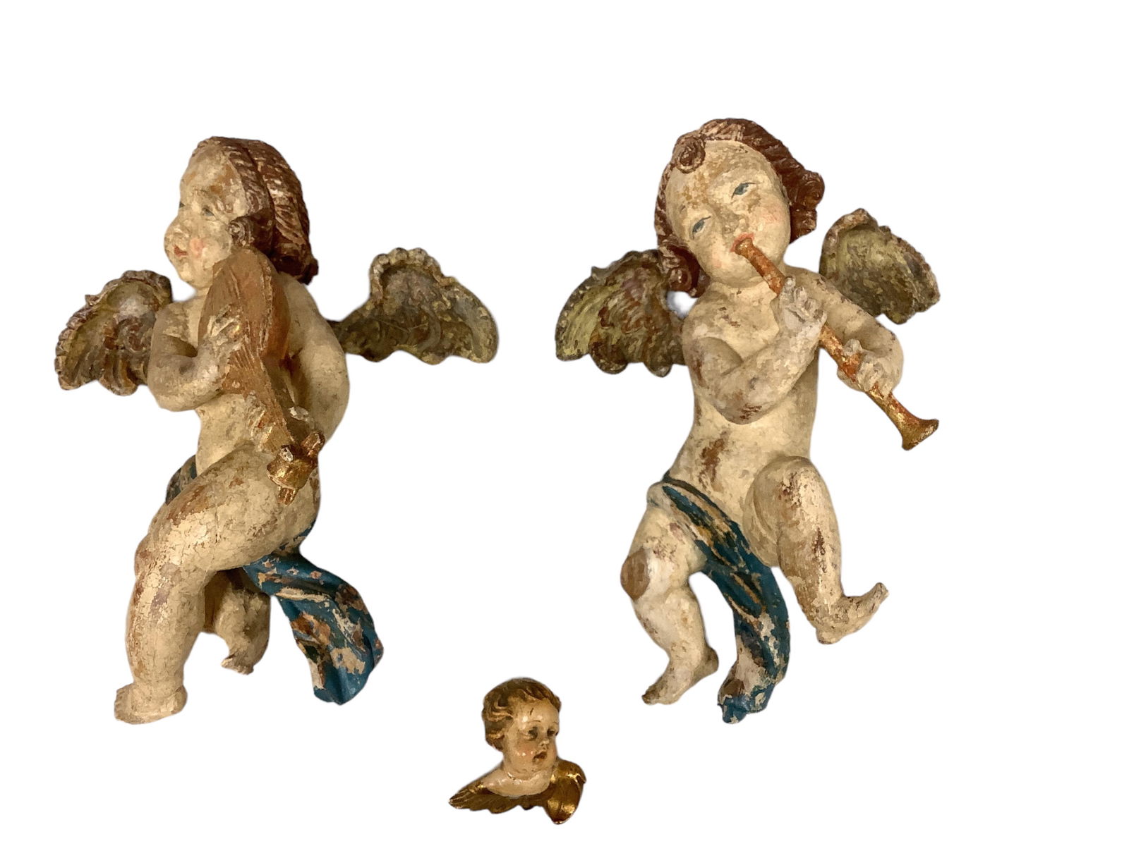 Vintage Wood Carved Cherubs Set of 3 11.5"H x 8"W (1 of 2)