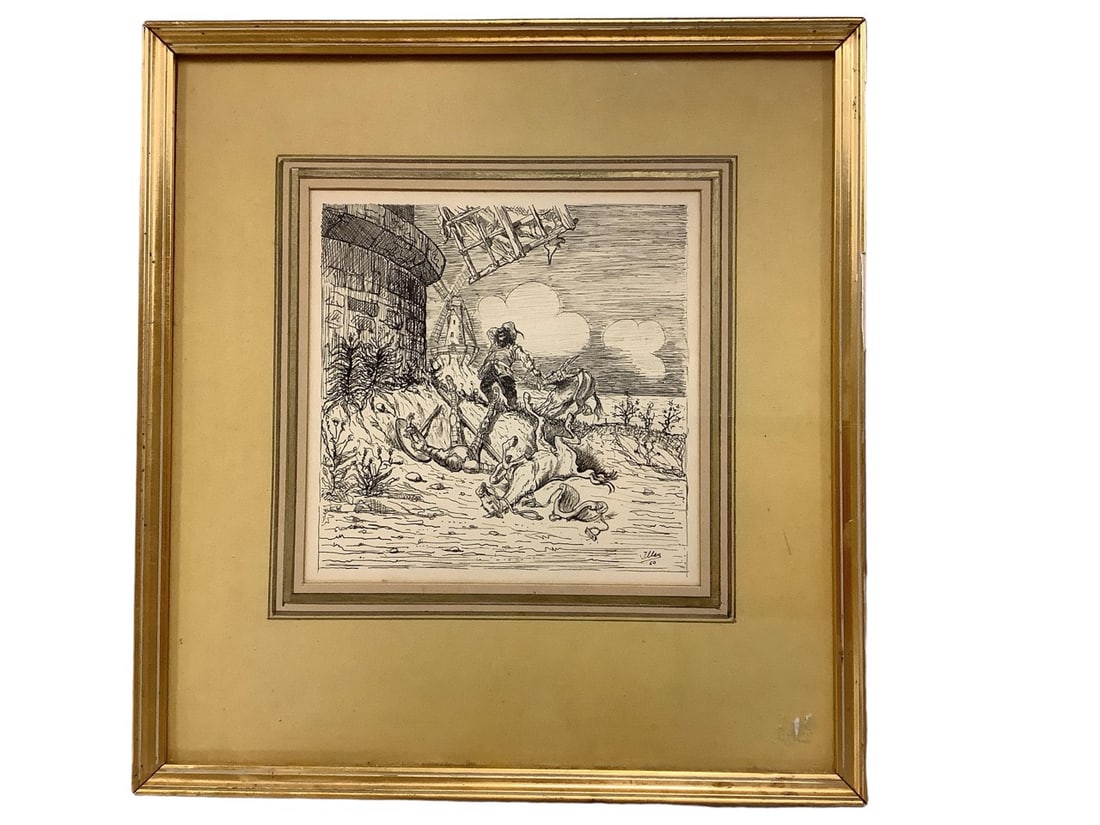 Framed Print "Don Quixote and the Windmill" 7 1/2 x 7 1/2 in. (19.1 x 19.1 cm.), Frame: 14 1/2 x 13 (1 of 4)