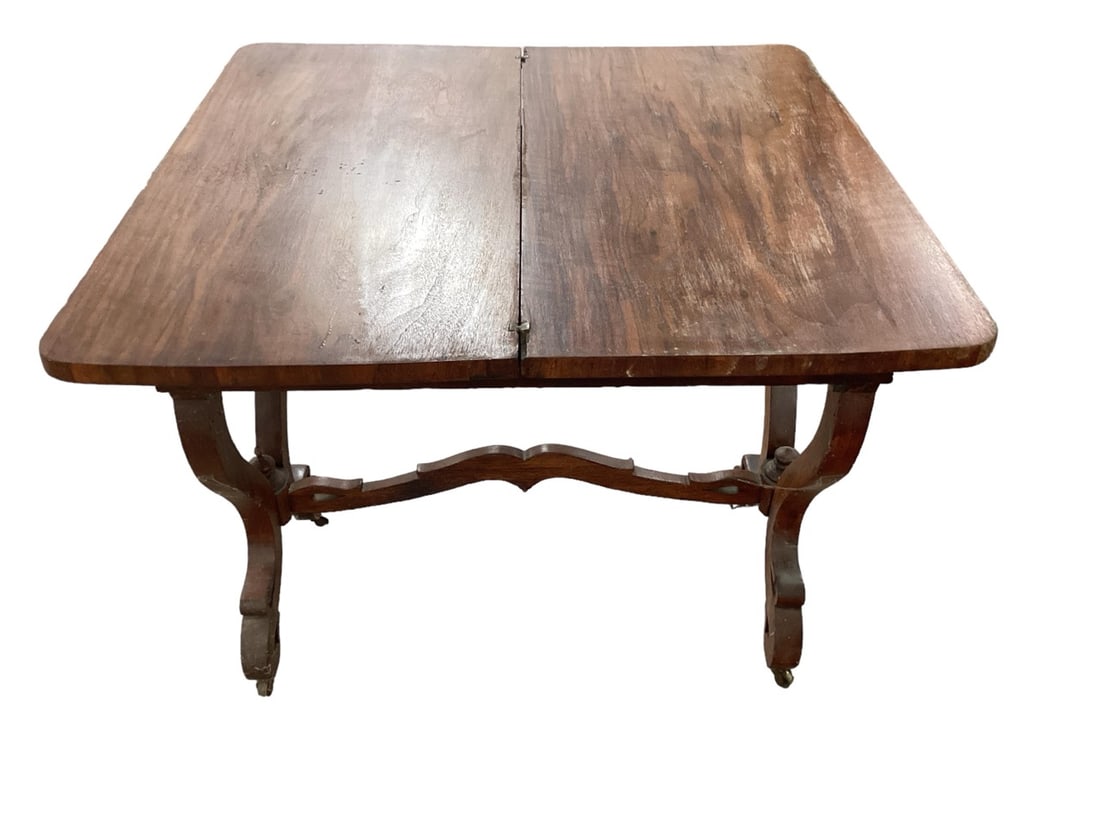Mahogany Flip Top Empire Card Table 28" H x 33" W x 16 1/2" D opens to 33" across (1 of 3)