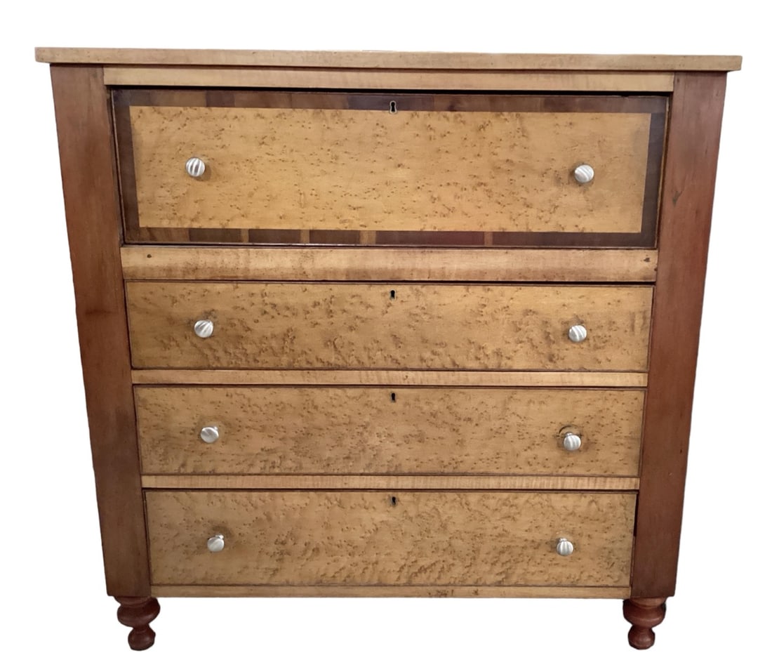 Four Drawer Bird's Eye Maple Chest of Drawers 41 1/4" W, 42" H, 18" D. (1 of 1)