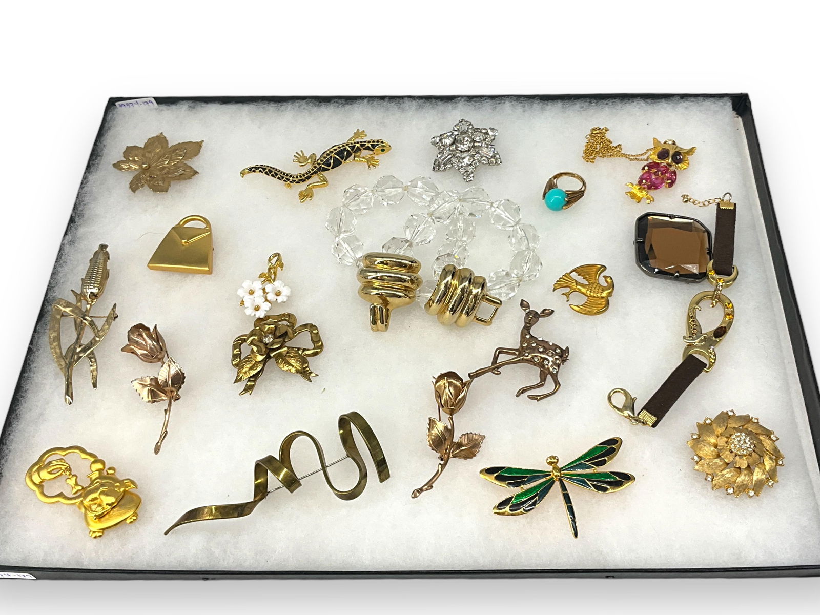 Pretty Costume Jewelry Lot with "Donald Stannard" Signed Necklace, "Coro" Signed Bow Pin, "Giovanni": Pretty Costume Jewelry Lot with "Donald Stannard" Signed Necklace, "Coro" Signed Bow Pin, "Giovanni" Signed Flower Pin, "Arthus Bertrand" Signed Dove Pin and MoreLot is full of lovely pieces including