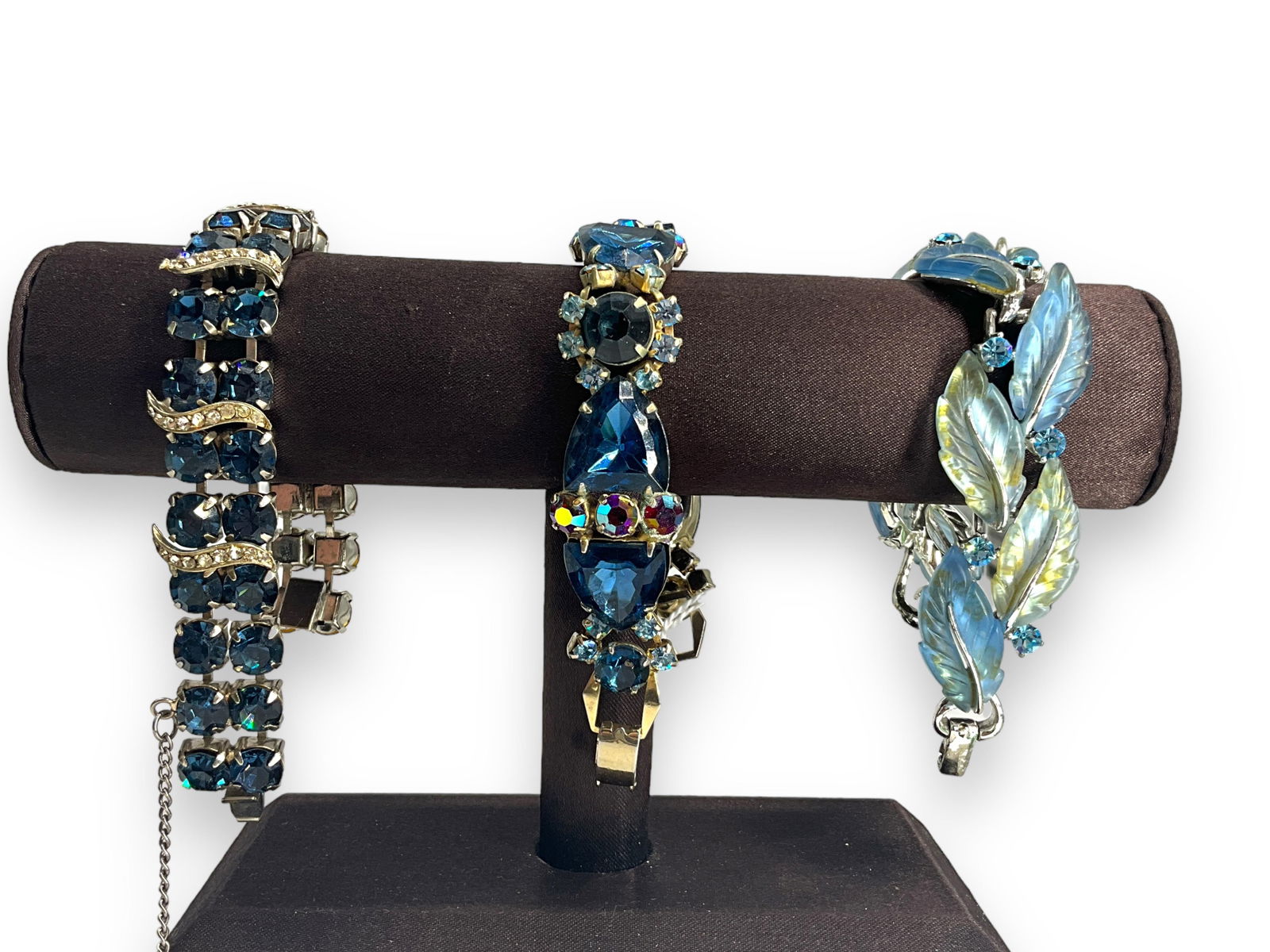 Three Vintage Fashion Bracelets in Blue, One Signed "Lisner" (1 of 8)