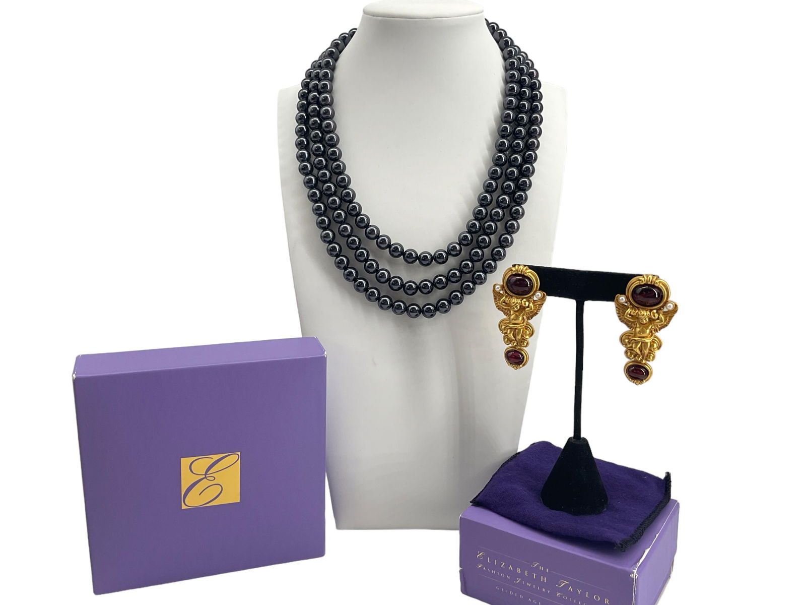 Never Worn, Still in Box, Vintage Elizabeth Taylor Signed Jewelry - Earrings and Necklace (1 of 10)