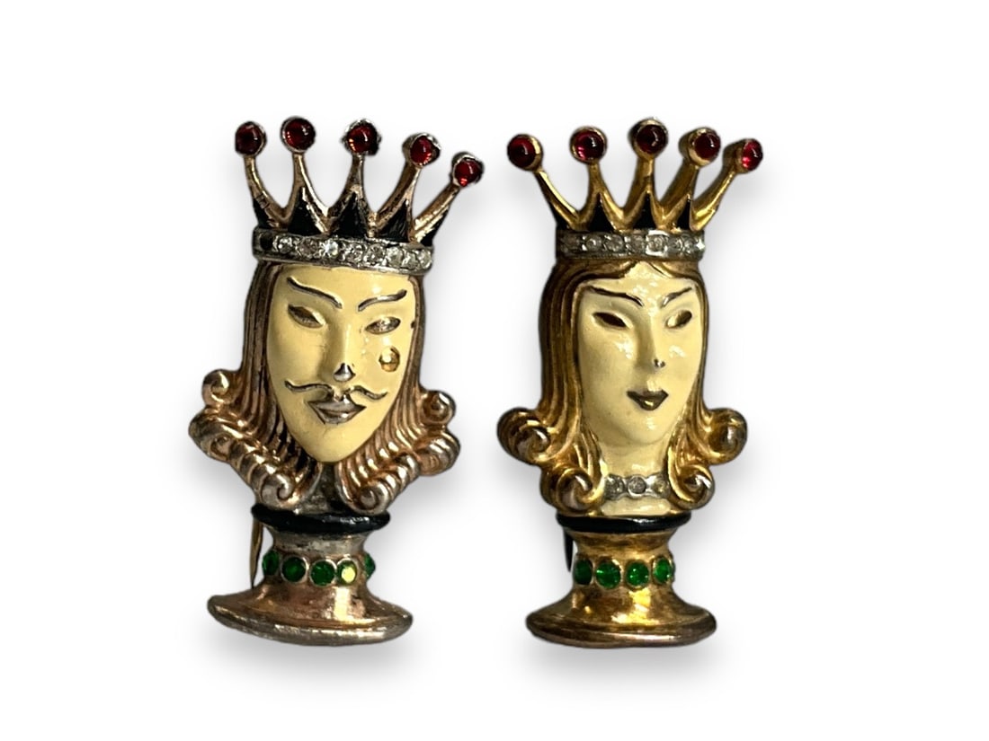 Darling King & Queen Pins, Both Signed "Trifari Sterling" (1 of 7)