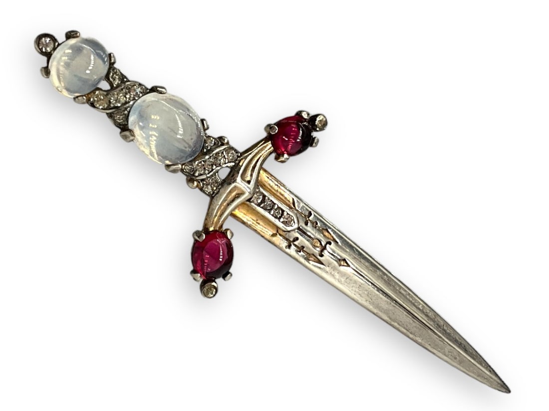 Signed "Trifari Sterling" Lovely Sword Brooch (1 of 4)