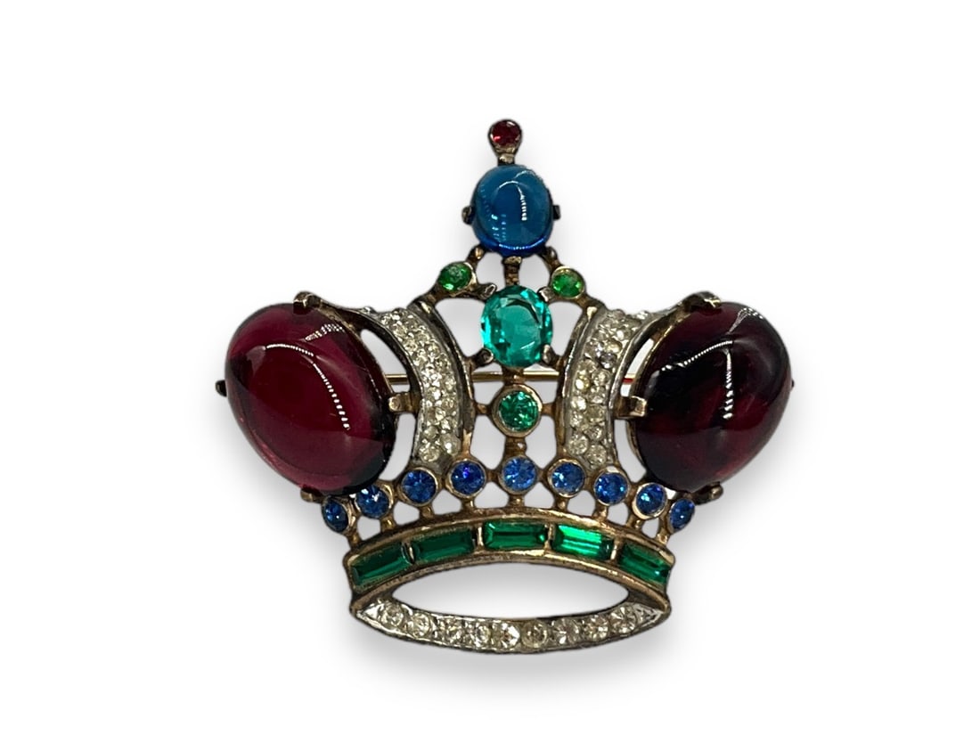 Vintage Crown Brooch Signed "Trifari Sterling" (1 of 5)