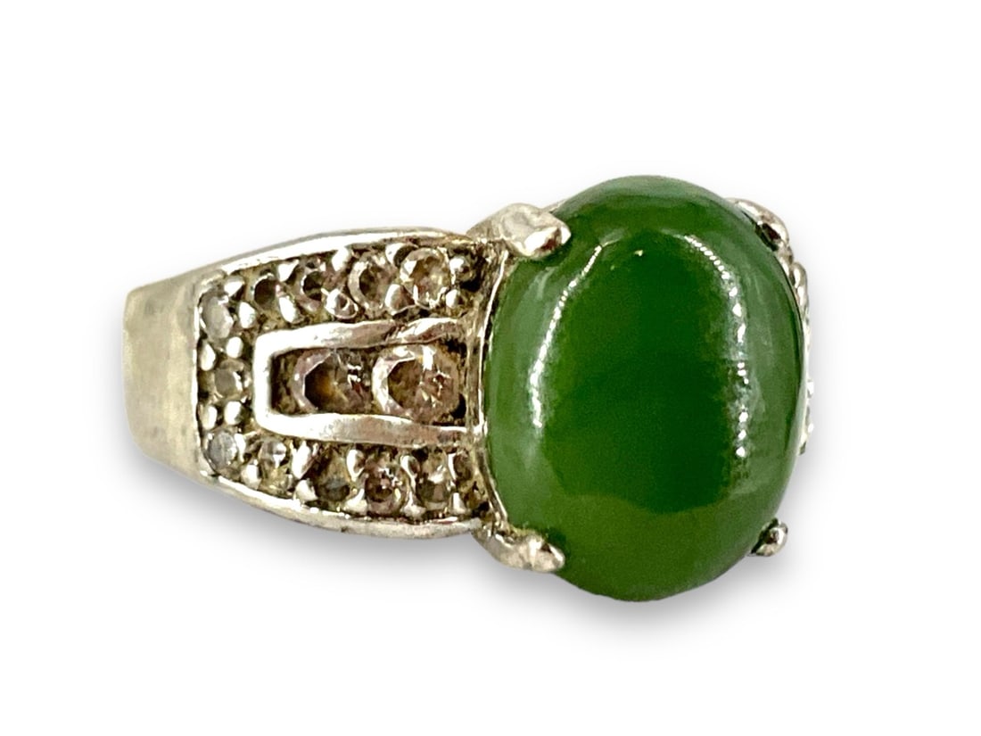 Sterling Silver and Jade Stone Ring (1 of 4)