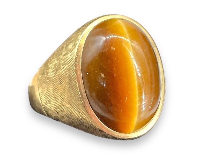 Chunky 10kt Gold and Cat's Eye Stone Ring (1 of 6)