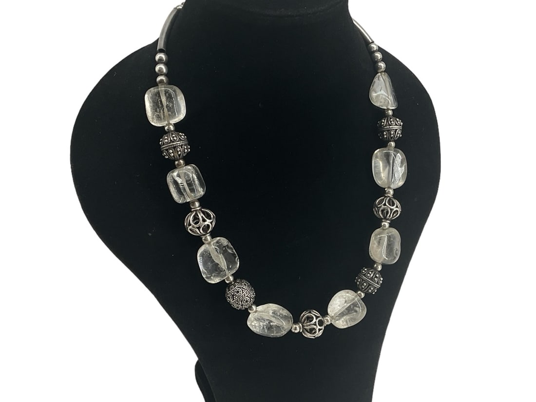 Argentium Sterling Silver Necklace with Quartz Stone Beads (1 of 4)