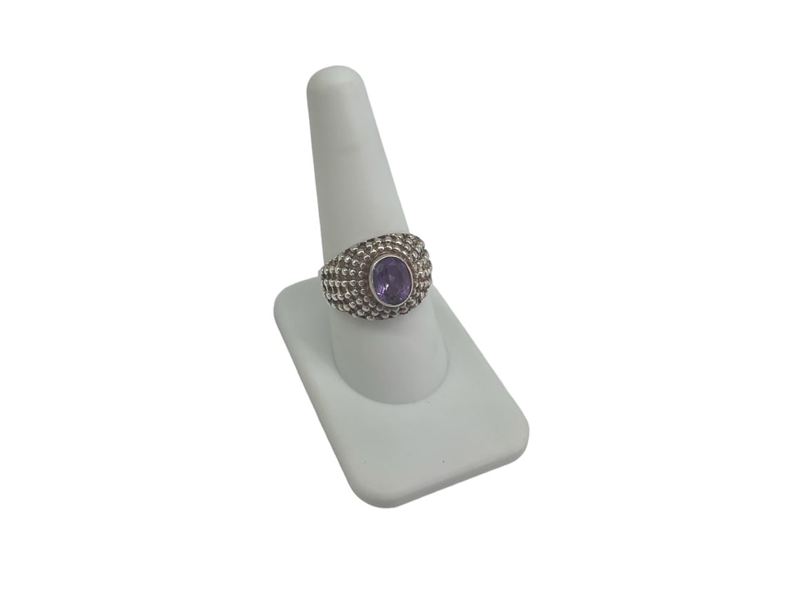 Sterling Silver and Amethyst Semi-Precious Stone Ring (1 of 7)