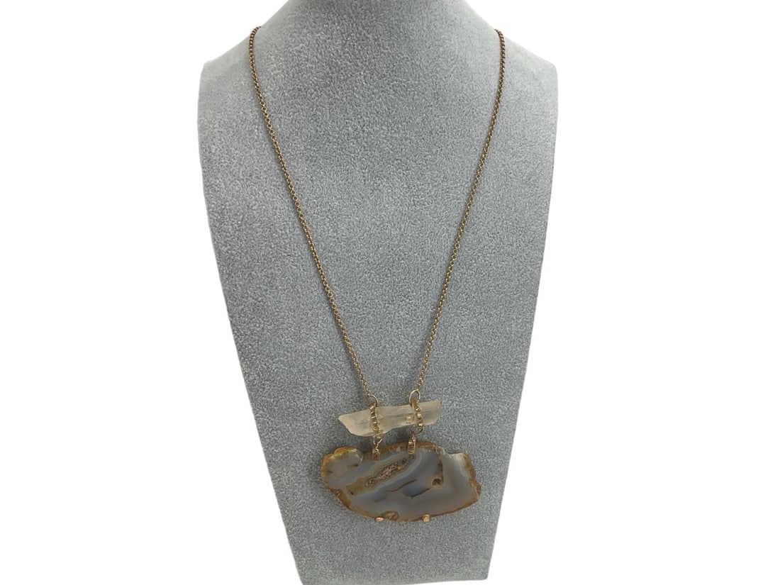 Agate Slide Pendant With Quartz Accent (1 of 6)