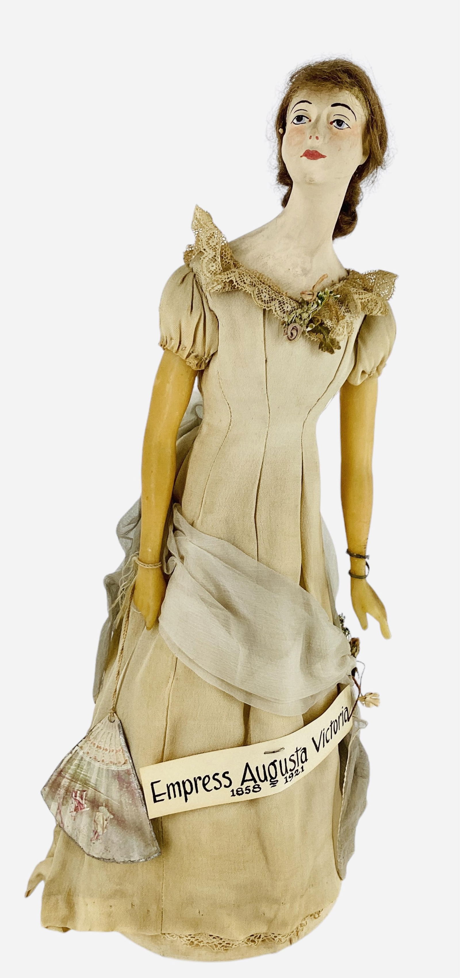 Painted Bisque Shoulder Head Doll with Wax Arms (1 of 4)