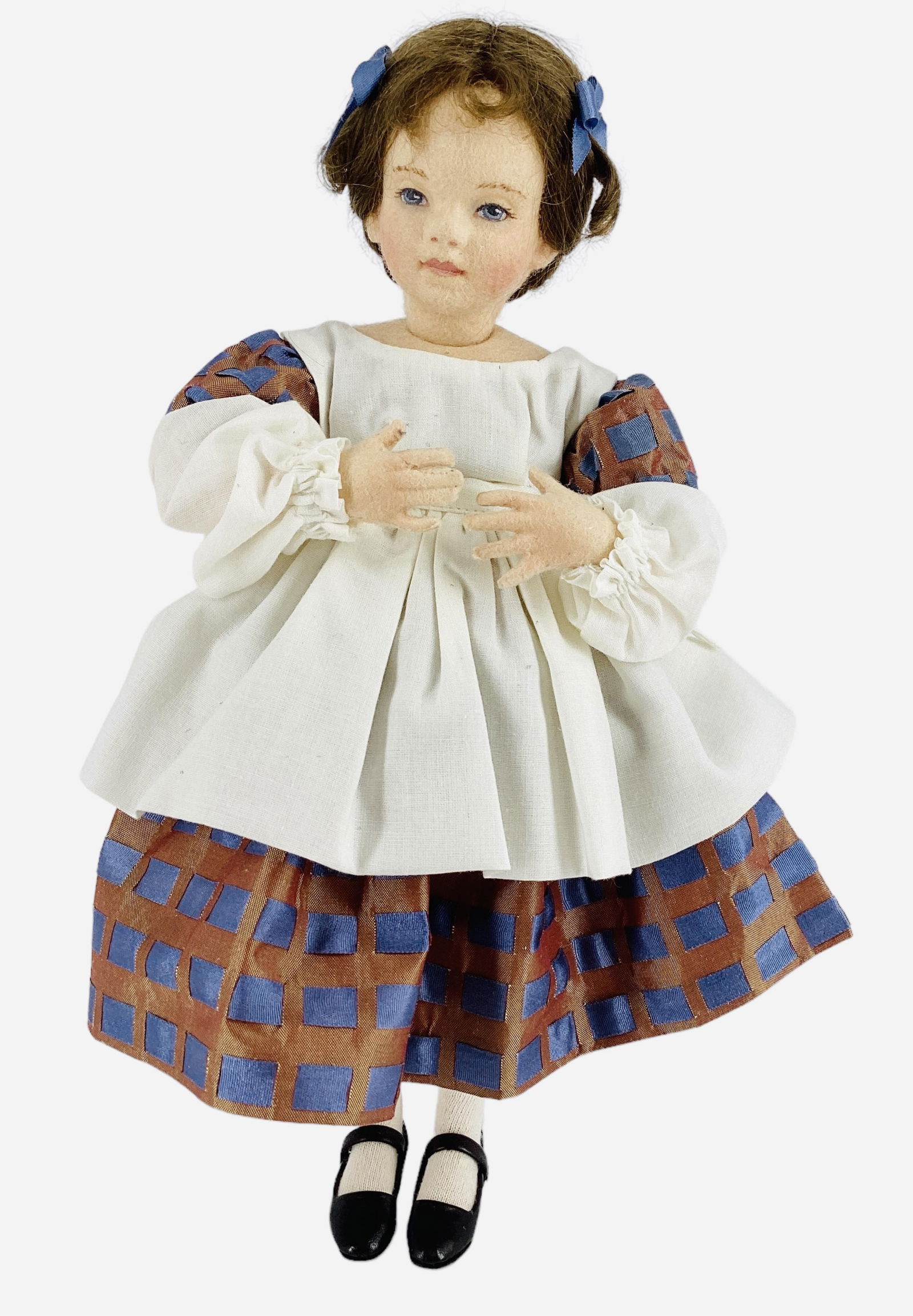 "Margaret" by R. John Wright.: "Margaret" by R. John Wright.10" wool felt doll with mohair wig, molded and painted facial features, on five-piece body. Made for the second R. John Wright Convention in Albany, New Yor