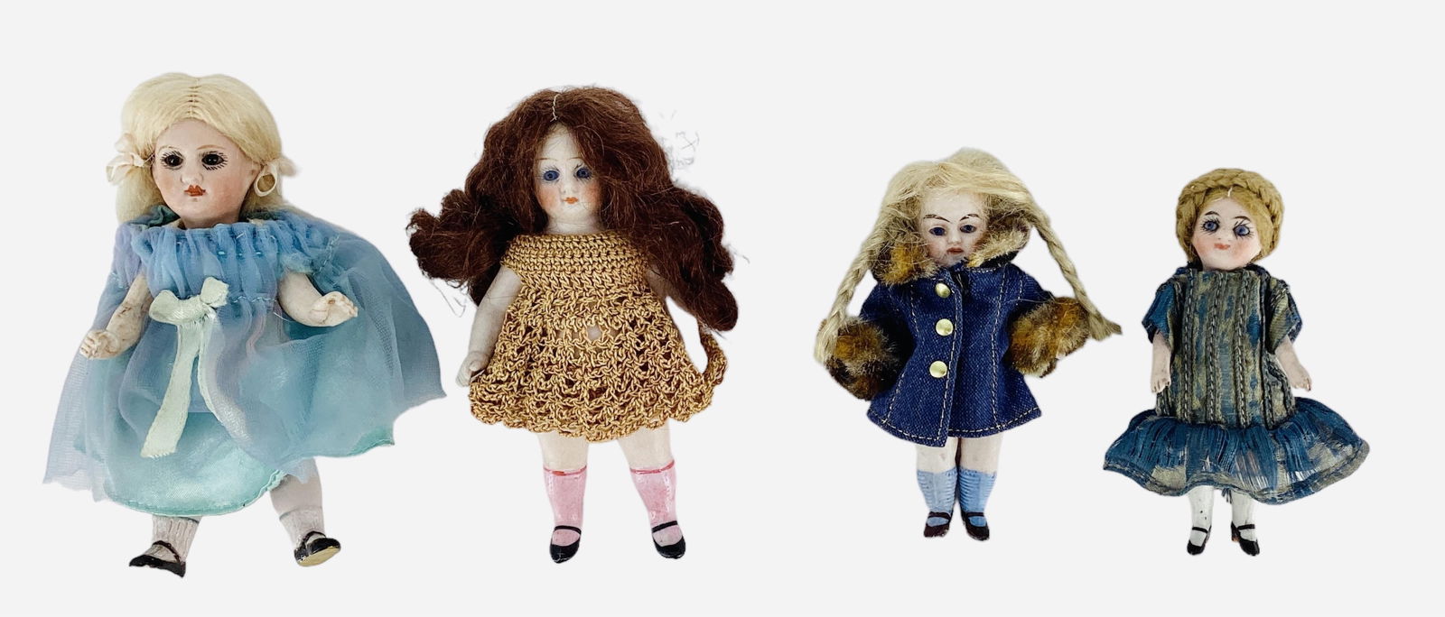(4) Small All-Bisque Dolls. (1 of 3)