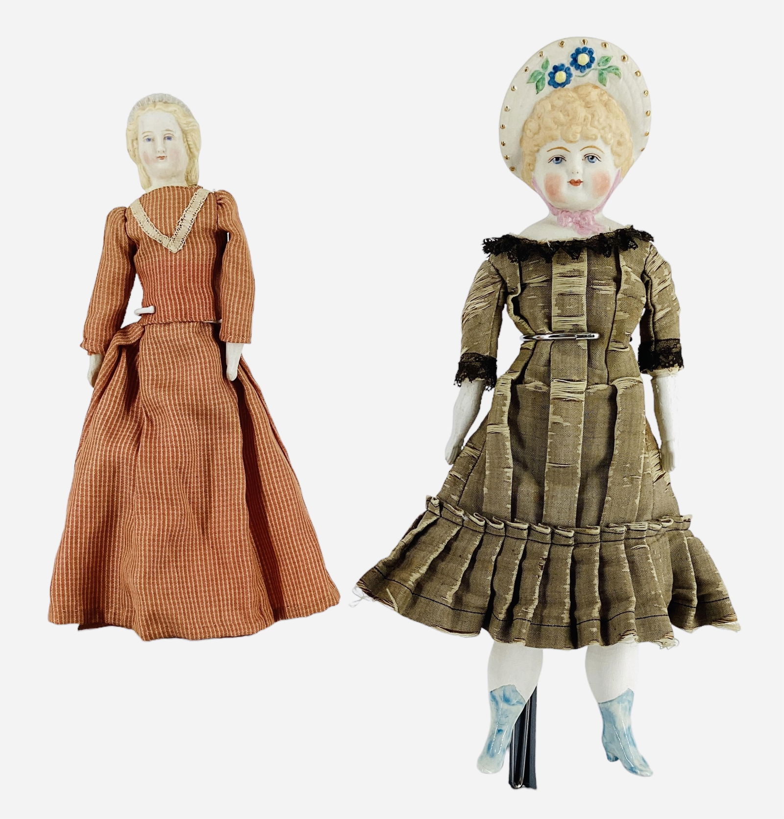 2 Small Bisque Shoulder Head Bonnet Dolls (1 of 4)