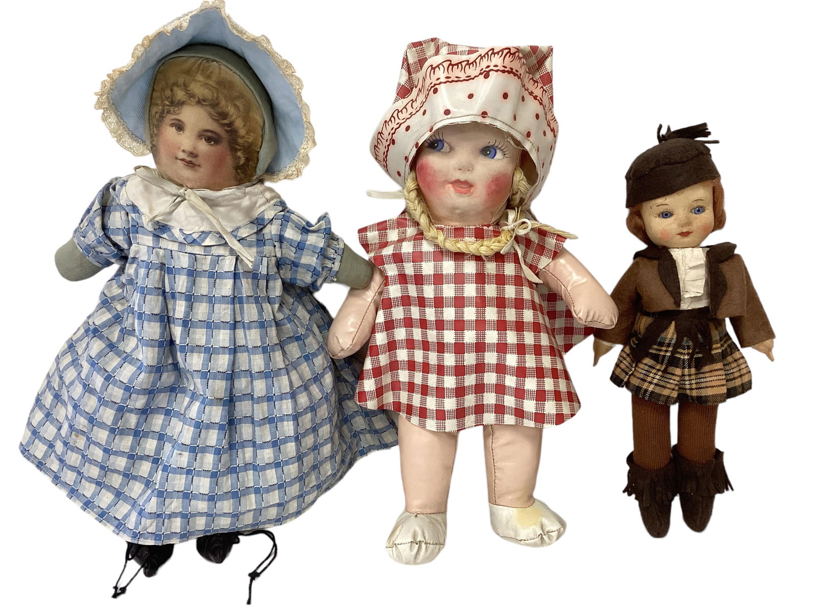 2 Painted Face, 1 Lithograph Face Dolls (1 of 9)