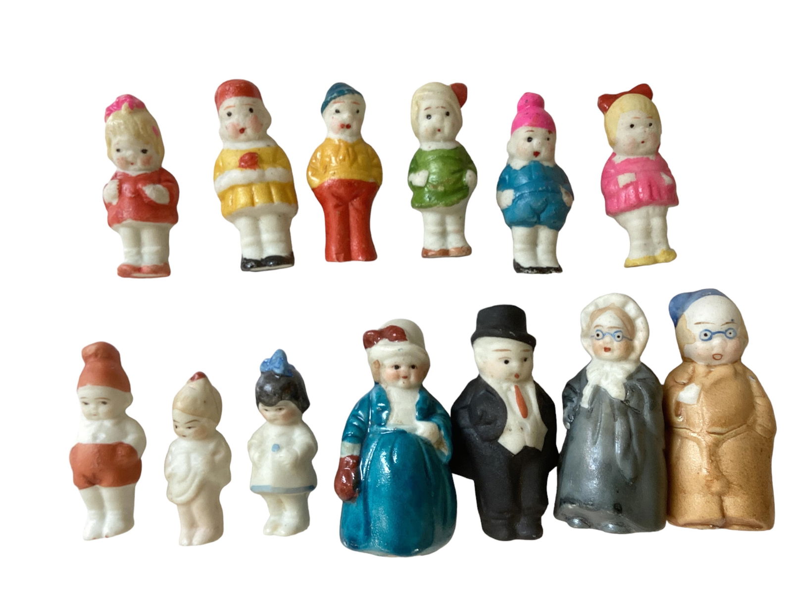 13 Miniature Painted Bisque Figures from Japan (1 of 2)