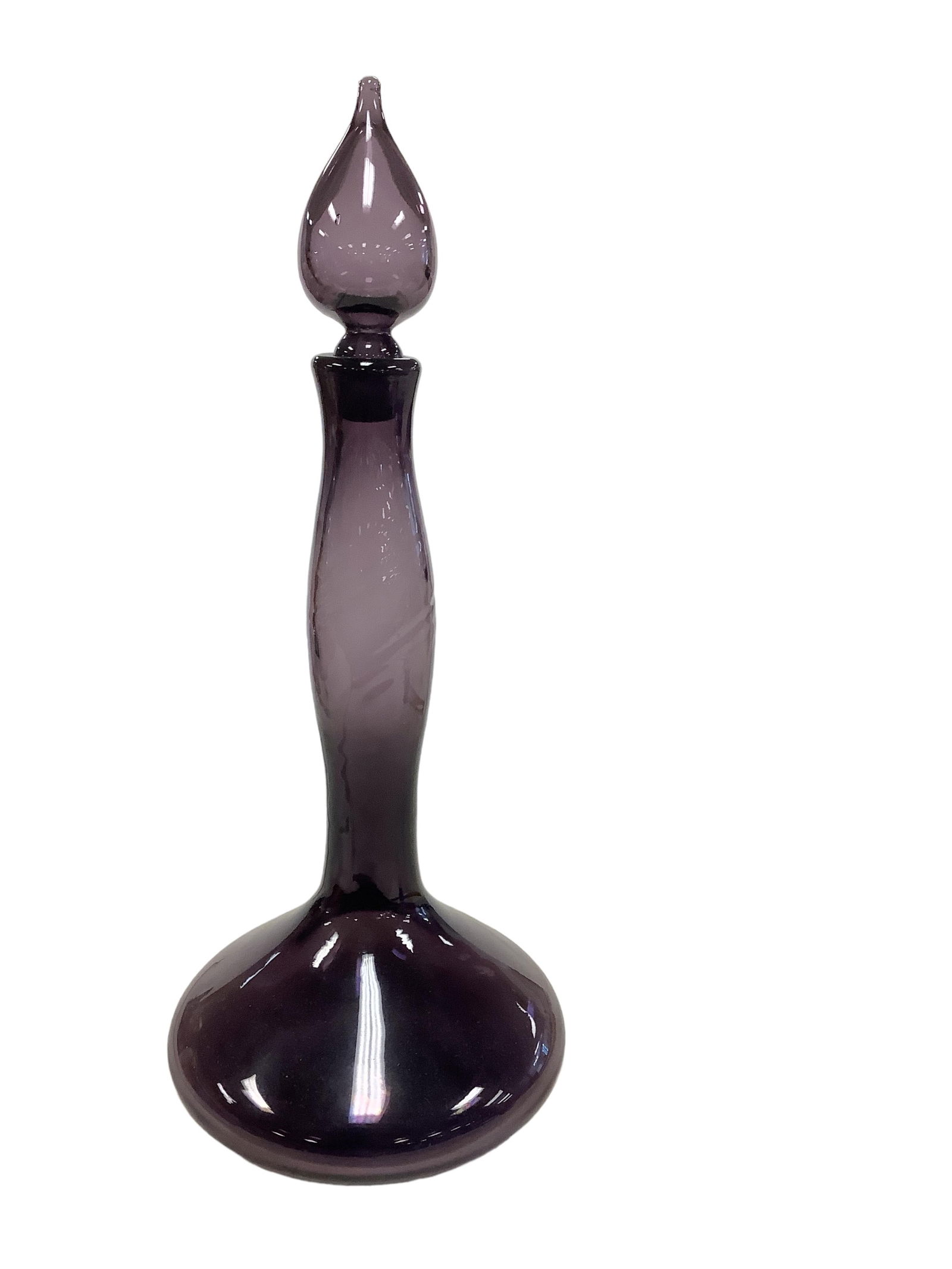 Blenko Tall Blown Glass Amethyst Bottle Decanter with Stopper (1 of 5)