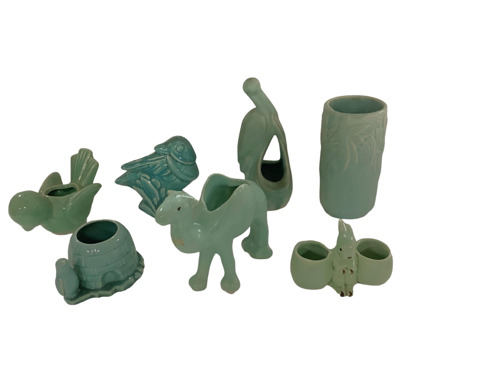 Vintage Green Pottery (7) Planters (1 of 3)