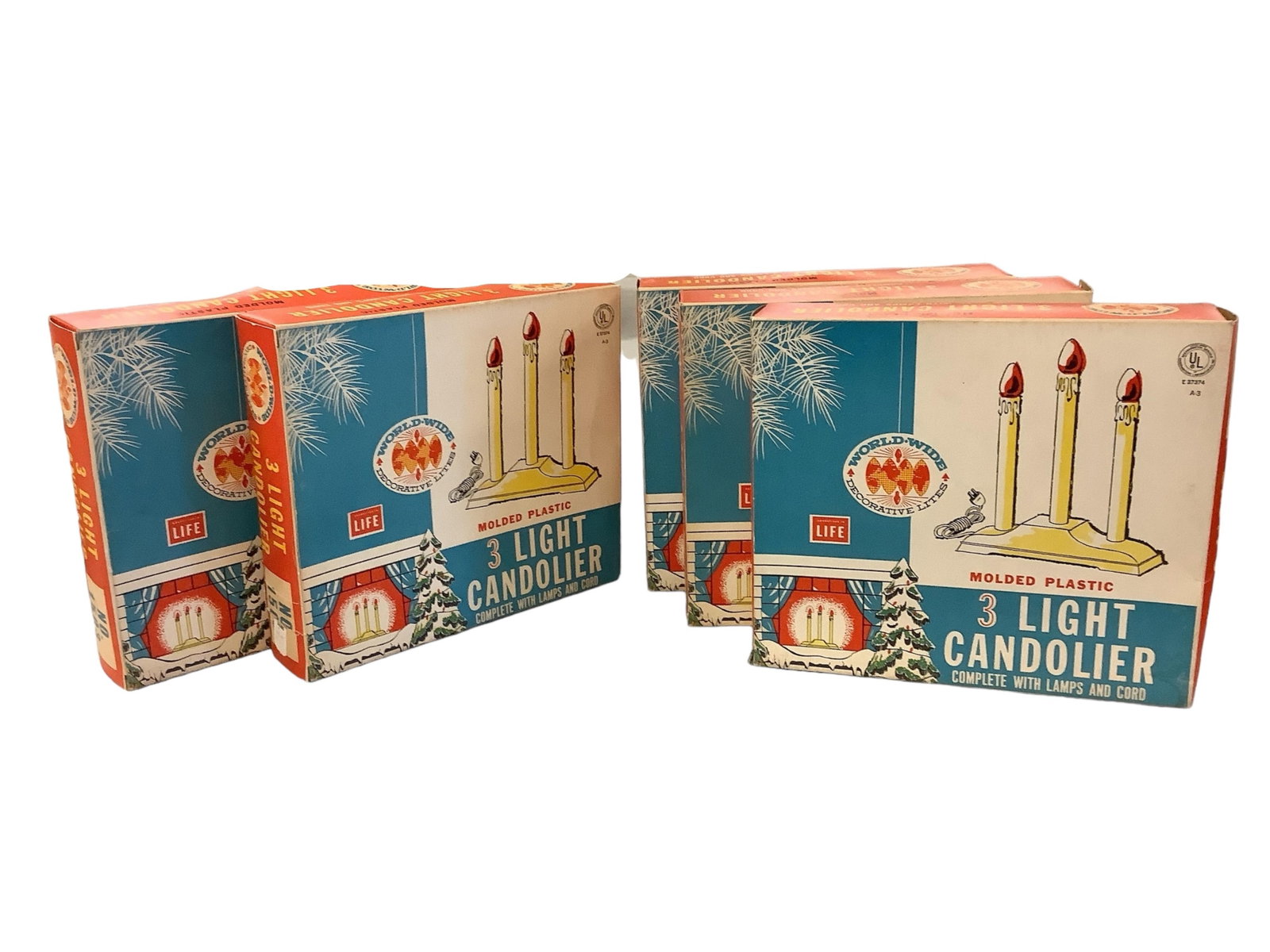 Three Light Candolier Era 1950's Lot of (5): Three Light Candolier Era 1950's Lot of (5) Manufactured by World Wide Decorative Lites.