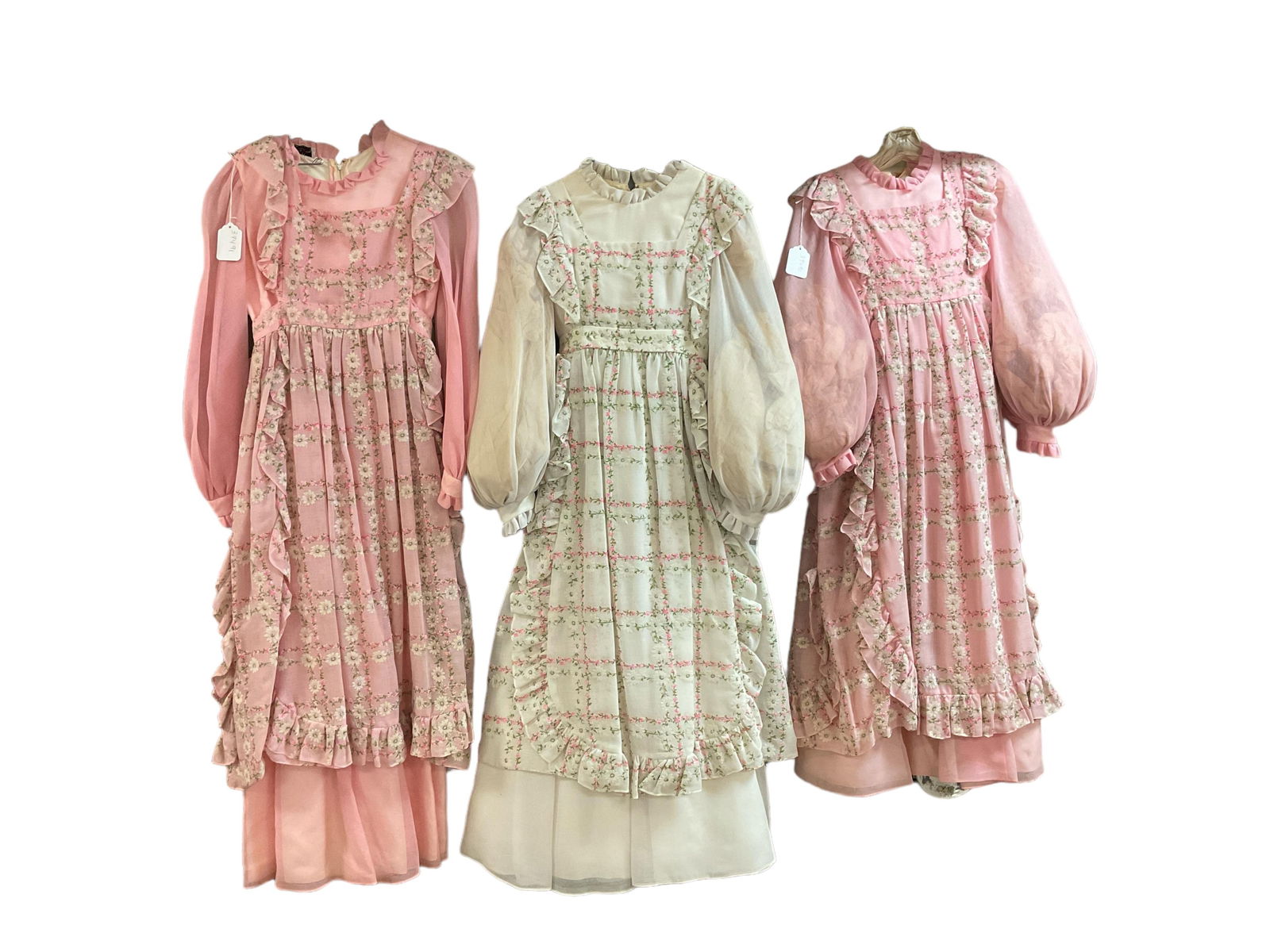 60's Era Wedding Dress with Two Bridesmaids Dresses (1 of 5)