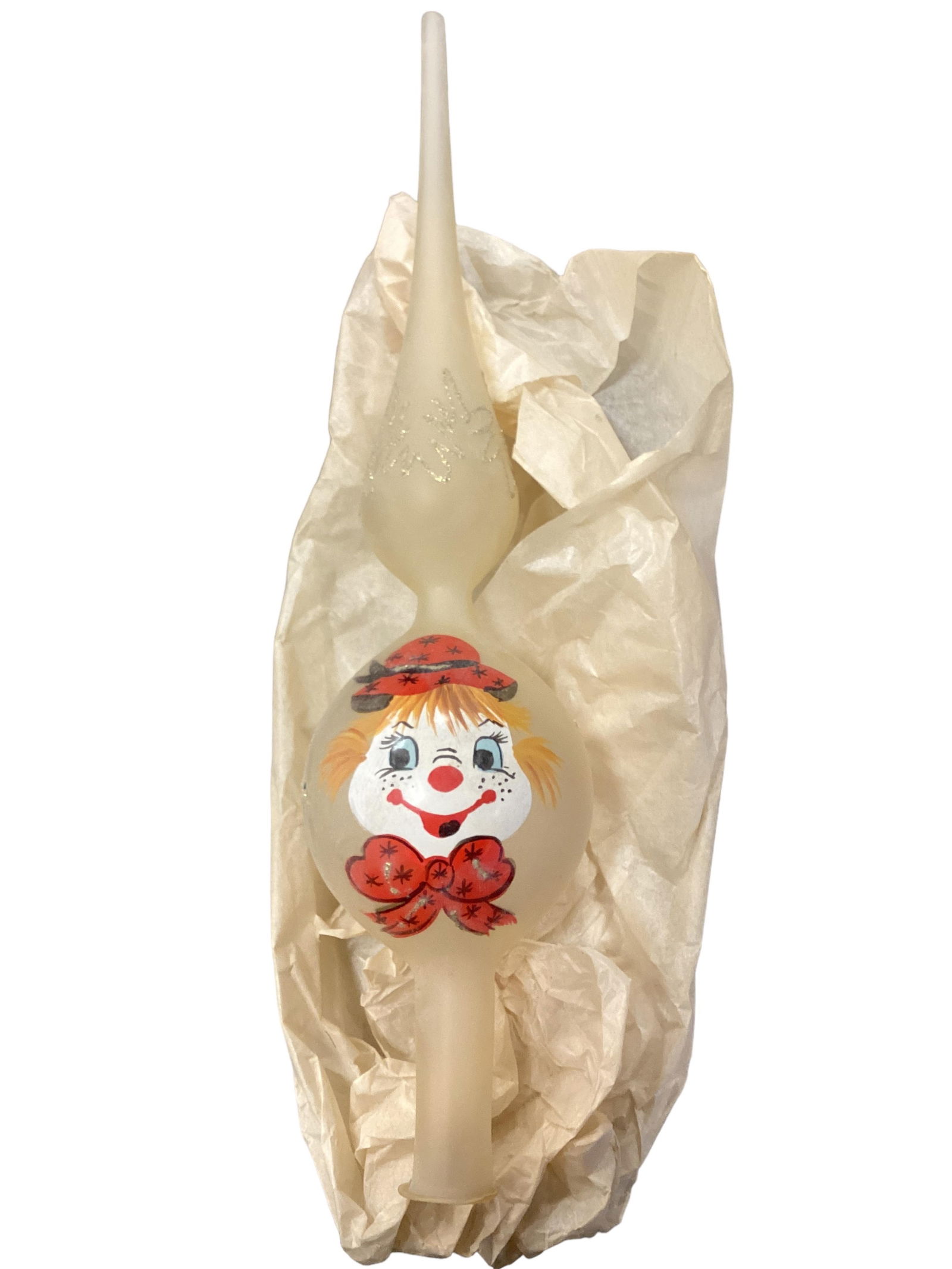 Italian Glass Clown Tree Topper in Box 13 1/2" L: Italian Glass Clown Tree Topper in BoxIt was hand made in Italy13 1/2" L