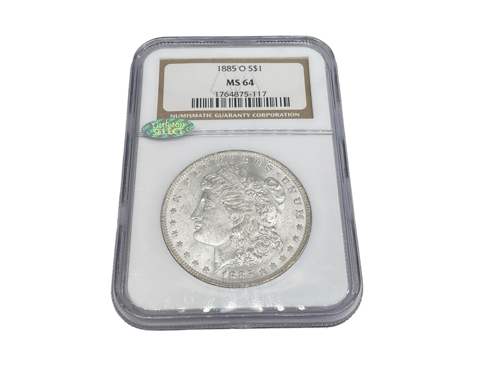 Uncirculated 1885-O U.S. Morgan Silver Dollar Coin in Slab (1 of 5)