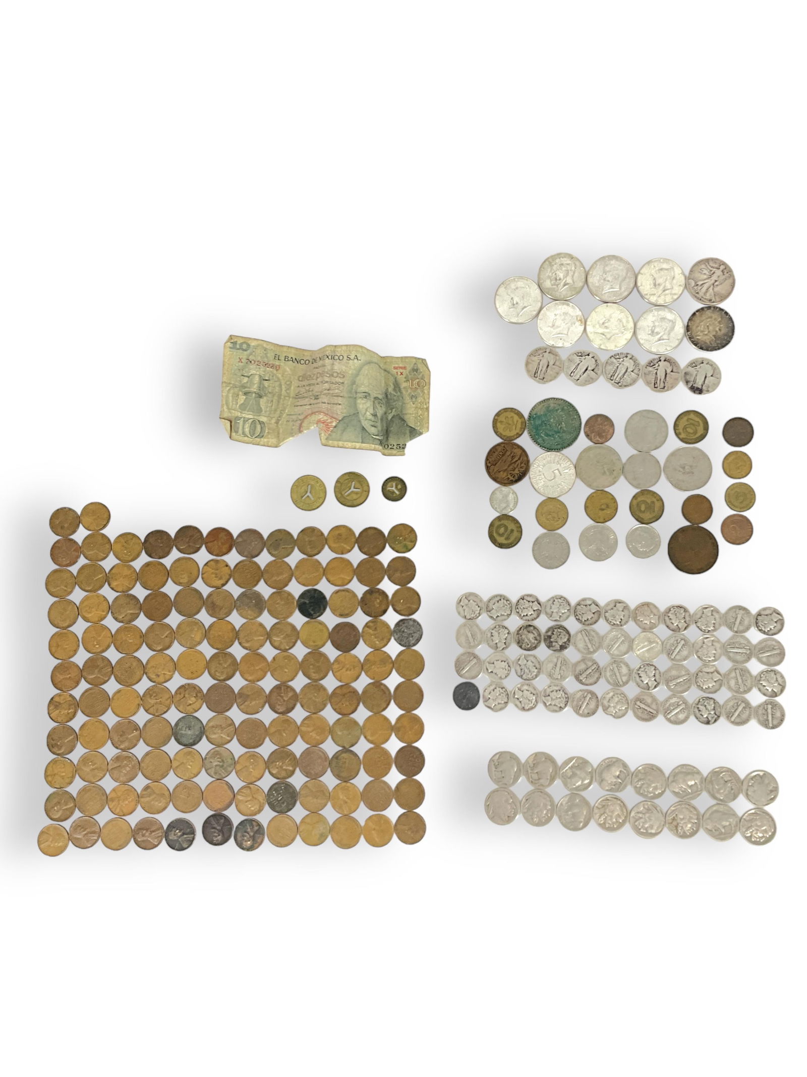 Assortment of U.S. and Foreign Coins and Bill (1 of 7)