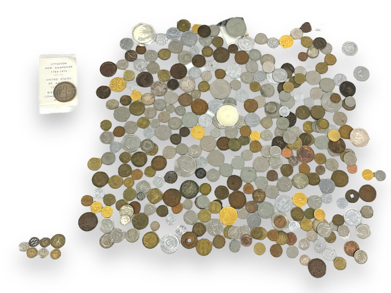 330 Assorted Foreign Coins and Tokens + 7 Subway Tokens (1 of 8)